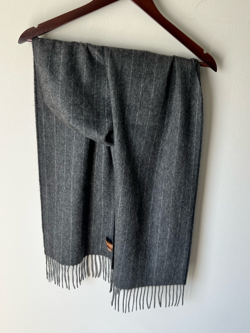 ELLIOT MULRYAN Men’s Charcoal Pinstripe Cashmere Scarf - O/S NWOT